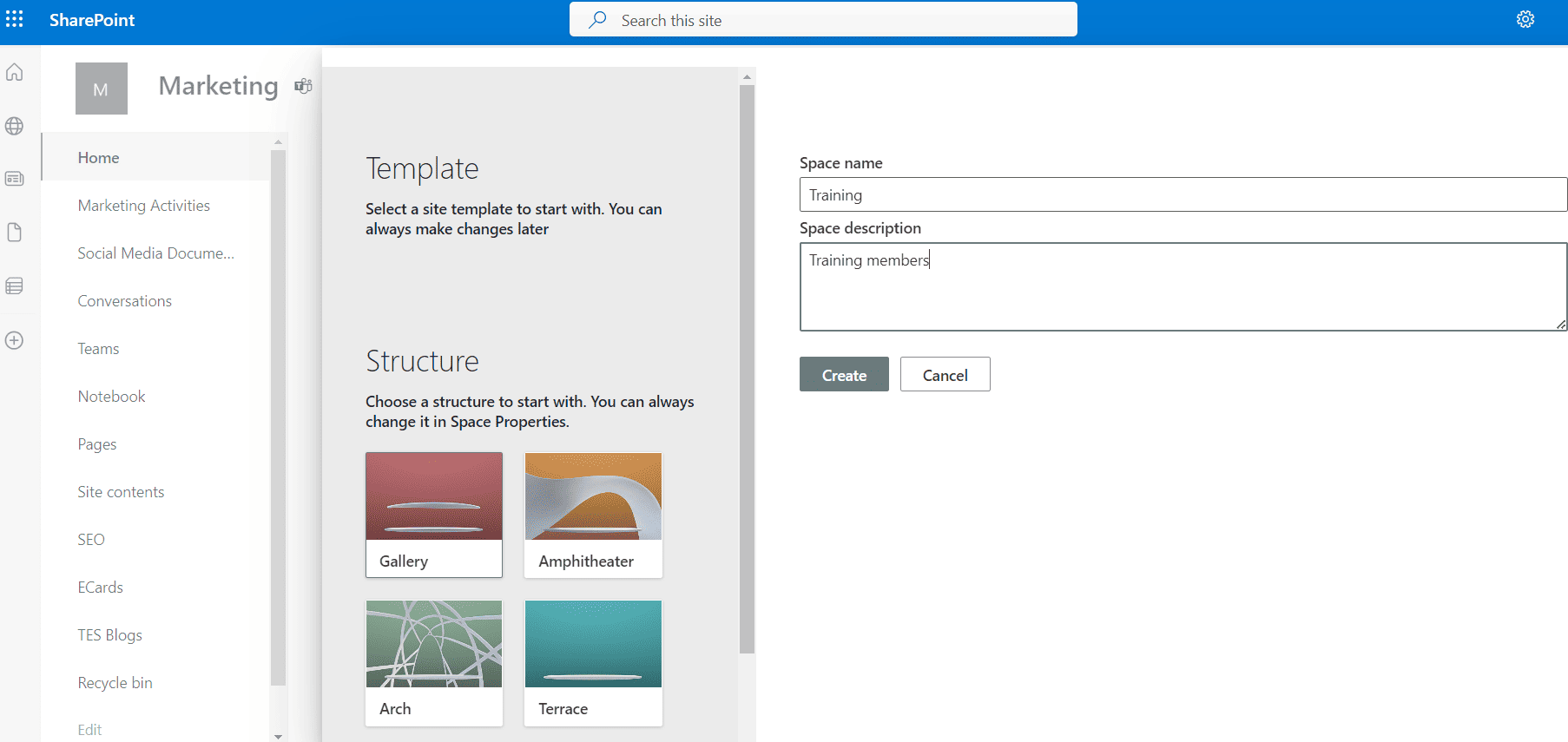 Templates_Sharepoint spaces